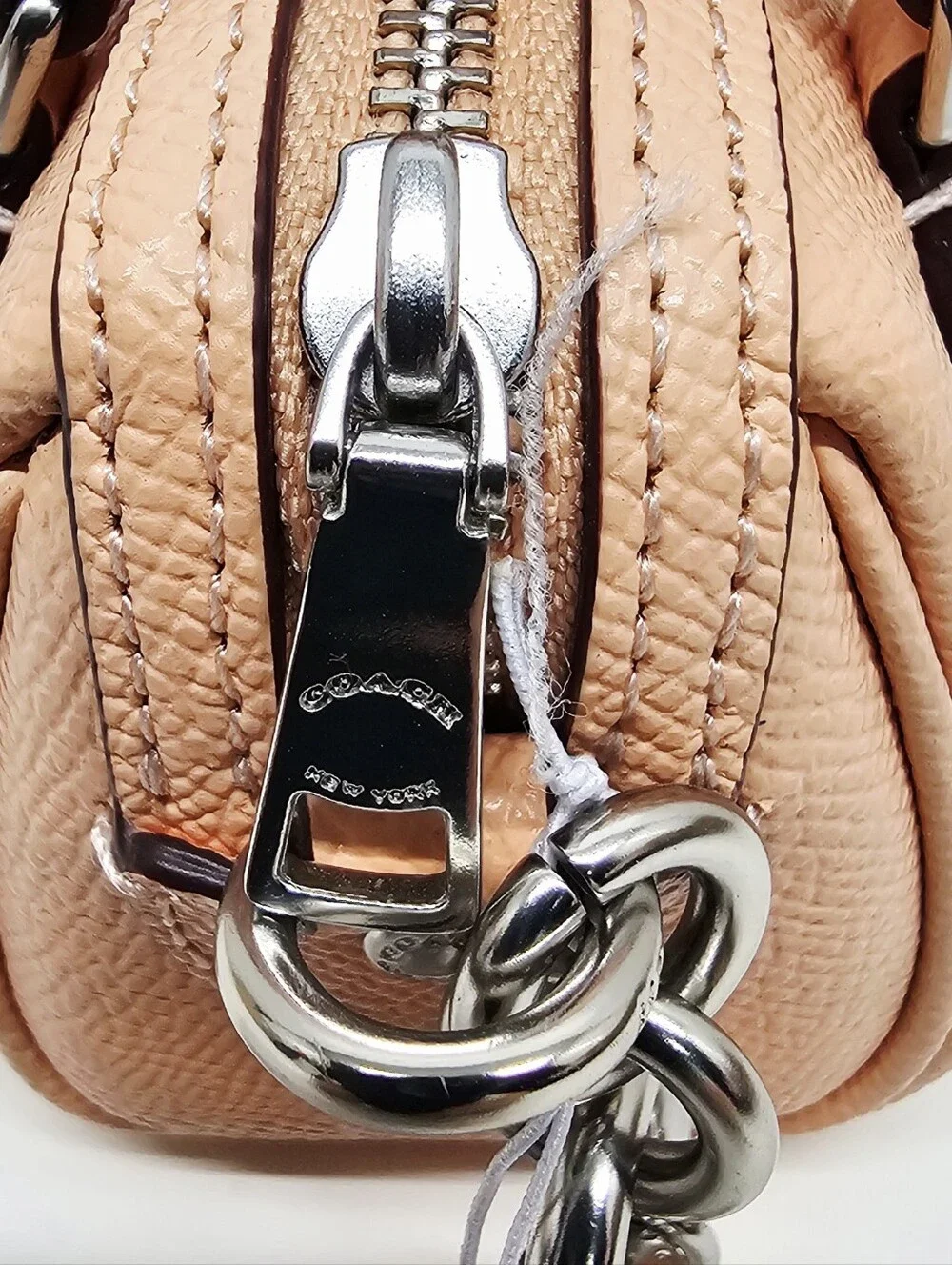 Coach Micro Mini Rowan Satchel Bag Charm Peach Signature Canvas Style CU279